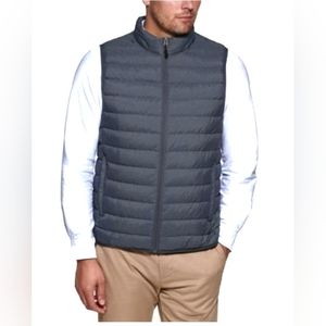 Club Room Men's Gray Down Packable Quilted Vest Coat Jacket